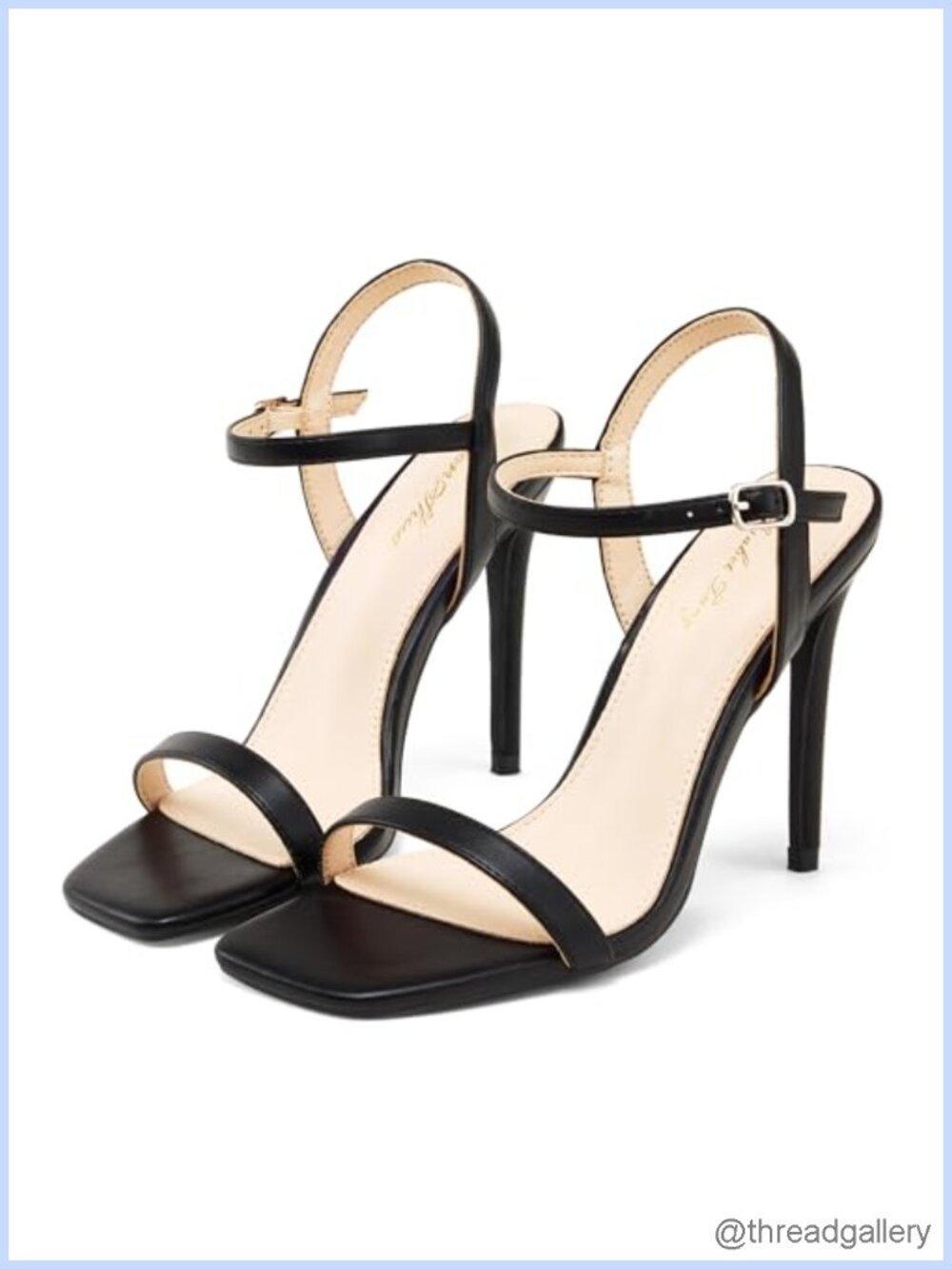 Women's Strappy Slingback Stiletto Heeled Sandals 4 Inch Square Toe